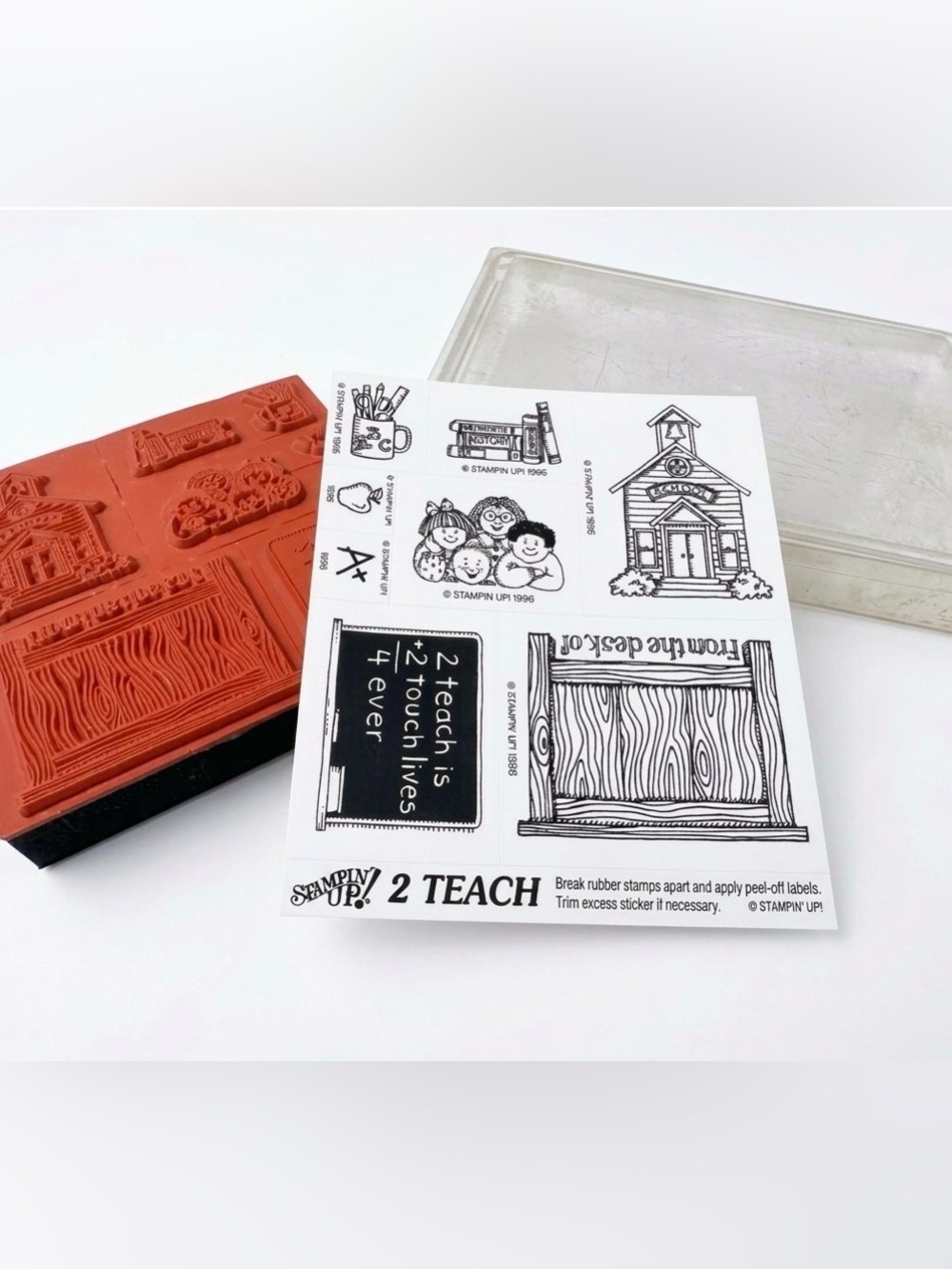 Stampin Up Vintage 1996 "2 TEACH" Rubber Stamp Set NWOT Teacher School Classroom